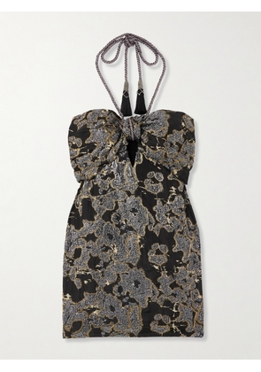 Johanna Ortiz - + Net Sustain Distinguished Avardians Sequined Silk-jacquard Halterneck Mini Dress - Black - US0,US2,US4,US6,US8,US10,US12