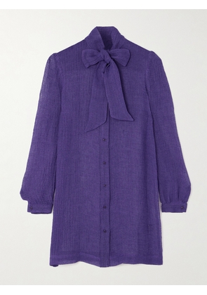 Lisa Marie Fernandez - + Net Sustain Bow-detailed Linen-blend Gauze Dress - Purple - 0,1,2,3,4