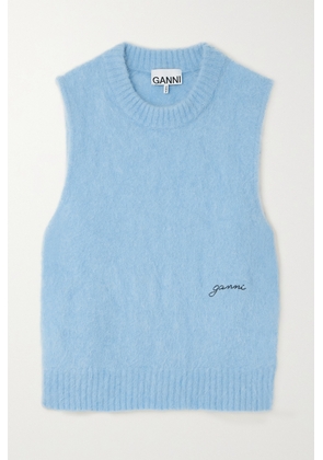 GANNI - + Net Sustain Embroidered Alpaca-blend Vest - Blue - xx small,x small,small,medium,large,x large