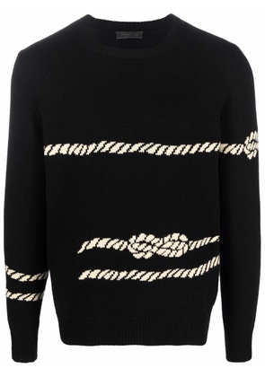 Prada intarsia-knit Savoy-knot motif jumper - Black