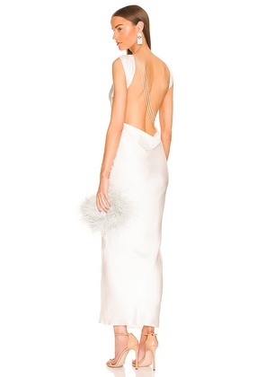 The Bar Pierre Gown in White. Size 0, 10, 12, 2, 4, 6, 8.