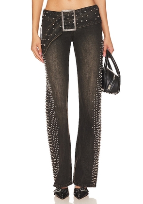 Jaded London Studded Low Rise Jeans in Blue. Size 25, 28, 34.