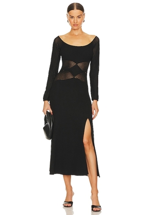 SOVERE Tilt Knit Dress in Black. Size S.