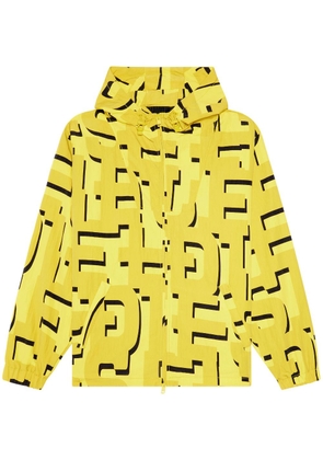 Diesel J-Jass monogram-print hooded windbreaker - Yellow