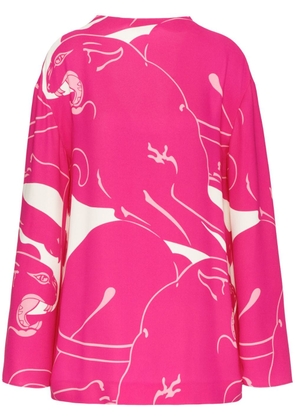 Valentino Garavani Cady Panther silk blouse - Pink