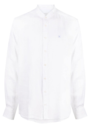 Hackett band-collar ramie shirt - White
