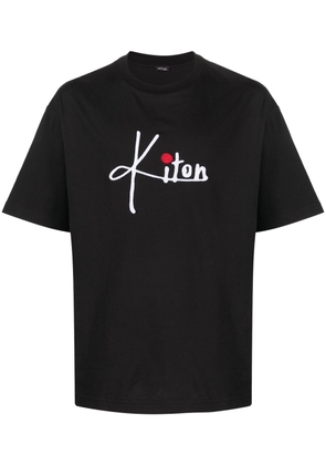 Kiton logo-embroidered cotton T-shirt - Black