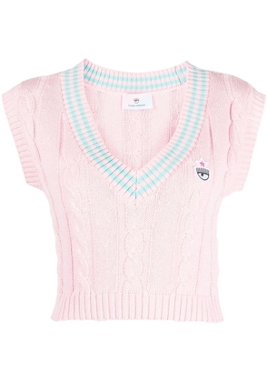 Chiara Ferragni cable-knit sweater vest - Pink