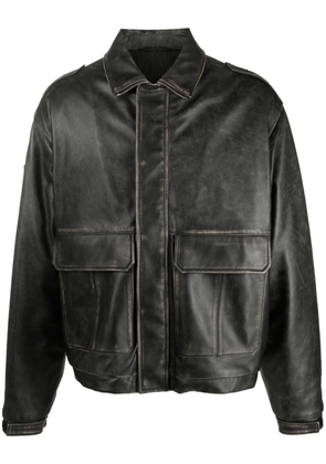 Heron Preston patch-detail leather jacket - Black