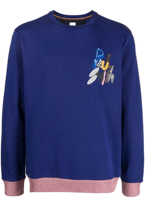 Paul Smith logo-embroidered organic cotton sweatshirt - Blue