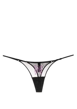 Zhilyova Butterfly-embroidery tulle thong - Black