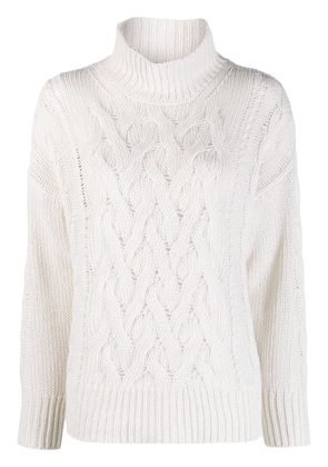 Lorena Antoniazzi roll-neck cable-knit jumper - White