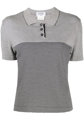 CHANEL Pre-Owned 1993 striped polo shirt - Black