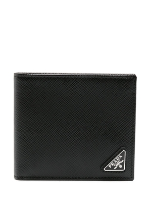 Prada triangle-logo bi-fold leather wallet - Black