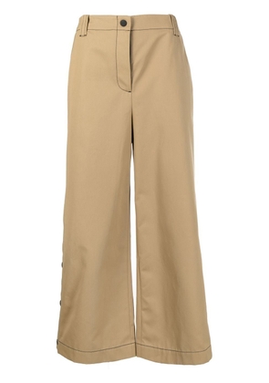 MSGM high-waisted buttoned cropped trousers - Brown