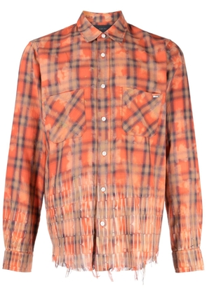 AMIRI logo-print bleached flannel shirt - Orange