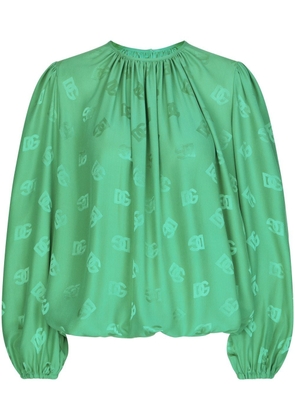 Dolce & Gabbana DG-logo silk blouse - Green