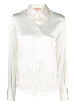 Ermanno Scervino lace-trim silk blouse - Neutrals