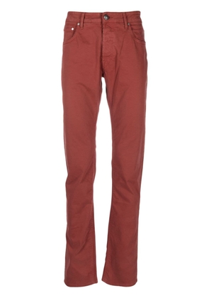 Hand Picked cotton slim-cut trousers - Red