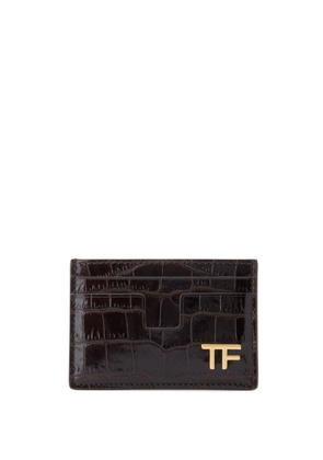 TOM FORD logo-plaque crocodile-effect cardholder - Brown