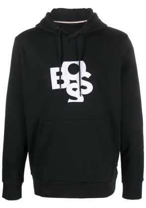 BOSS logo-print drawstring hoodie - Black