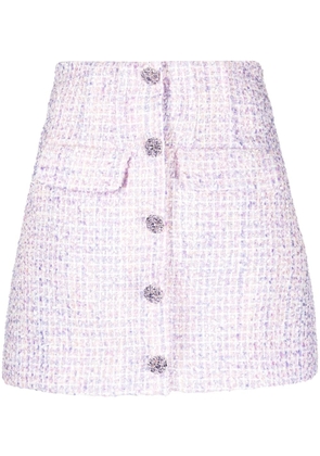 Self-Portrait boucle high-waisted mini skirt - Purple