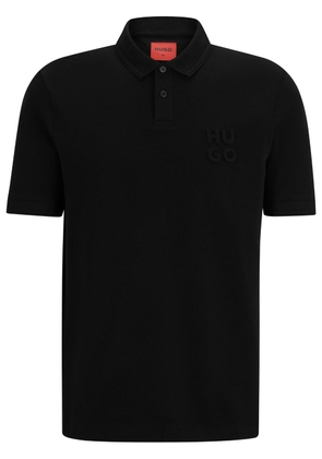 HUGO embossed-logo piqué polo shirt - Black