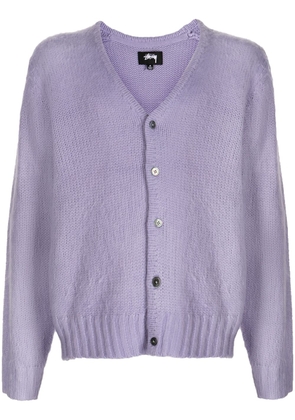 Stüssy V-neck knitted cardigan - Purple