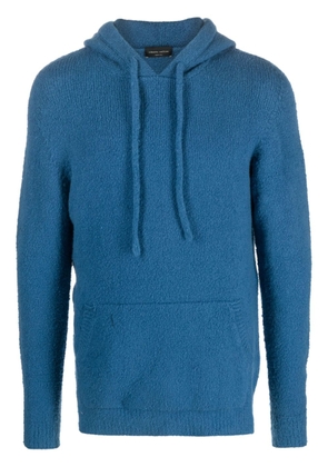Roberto Collina drop-shoulder drawstring hoodie - Blue