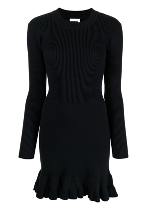 See by Chloé ribbed-knit ruffle-hem dress - Black