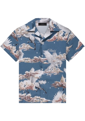 AMIRI Pegasus-print bowling shirt - Blue