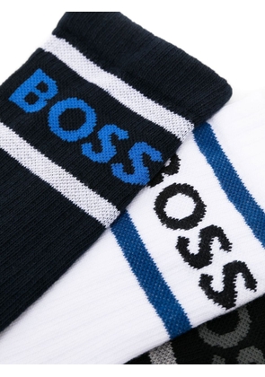 BOSS striped intarsia-logo socks (pack of 3) - Multicolour
