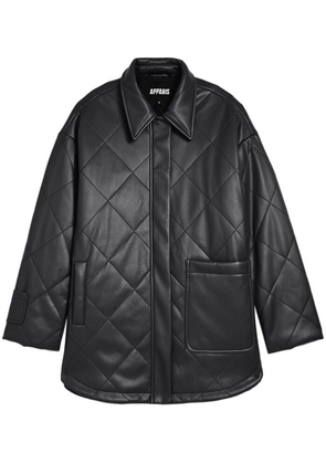 Apparis faux-leather quilted shirt jacket - Black