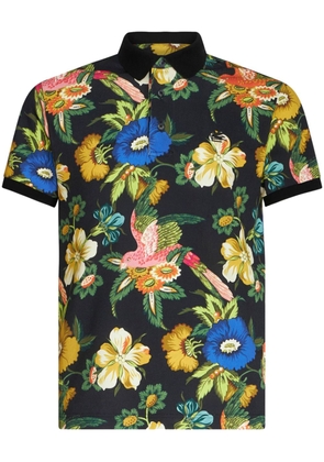 ETRO floral-print cotton polo shirt - Black
