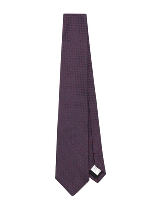 Lardini geometric patterned-jacquard silk tie - Blue