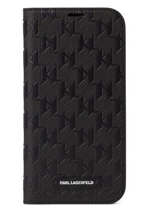 Karl Lagerfeld Kl-pattern bi-fold iPhone 13 Pro case - Black