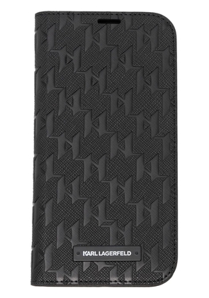 Karl Lagerfeld monogram-embossed iPhone 13 booktype case - Black