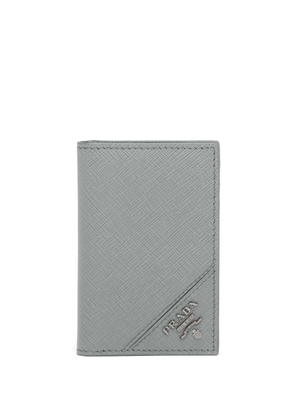 Prada logo-plaque Saffiano leather cardholder - Grey