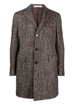 Tagliatore wool-blend herringbone single-breasted coat - Brown