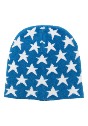 ERL star-pattern ribbed-knit beanie - Blue