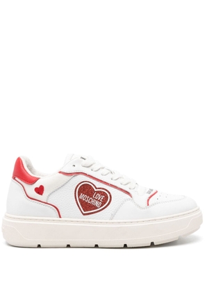 Love Moschino logo-patch leather sneakers - White