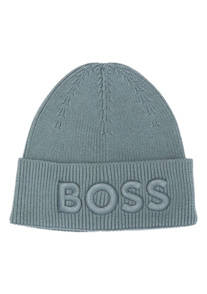 BOSS logo-embroidered fisherman's-knit beanie - Green