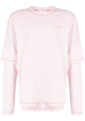 AMI Paris Fade Out long-sleeve cotton T-shirt - Pink
