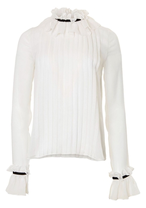 Carolina Herrera ruffle-trim pintucked silk blouse - White
