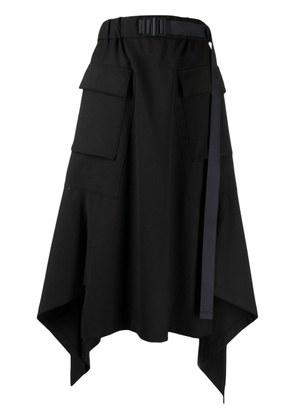 Y-3 asymmetric midi skirt - Black