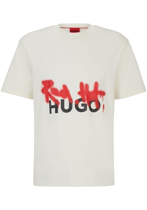 HUGO graffiti logo-print T-shirt - Neutrals