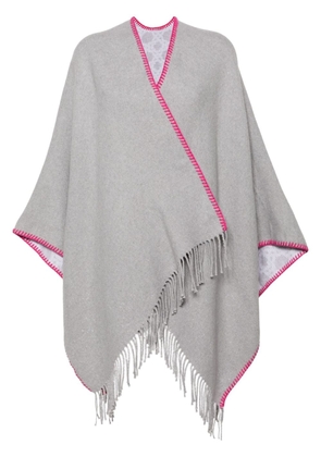 Maje monogram-jacquard frayed shawl - Grey