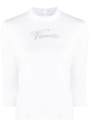 Vivetta rhinestone-logo mock-neck T-shirt - White