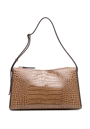 Manu Atelier embossed crocodile-effect shoulder bag - Brown