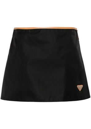 Prada enamel-triangle-logo mini skirt - Black